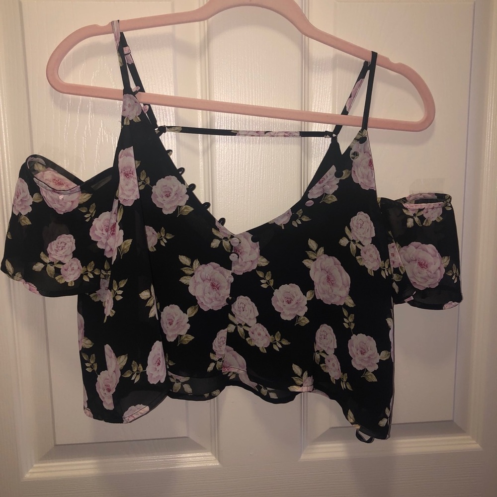 Off the Shoulder Floral Crop Top